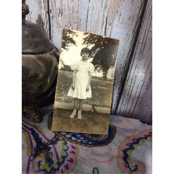 Antique Photo Young Girl Black & White 2 7/8” x 4” - Picture 9 of 10